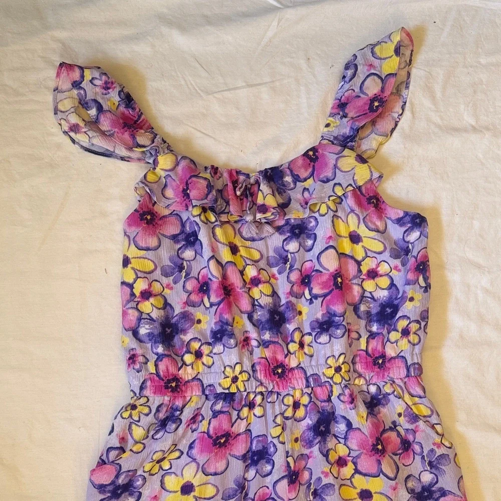 Justice Purple and Pink Floral Kids Romper